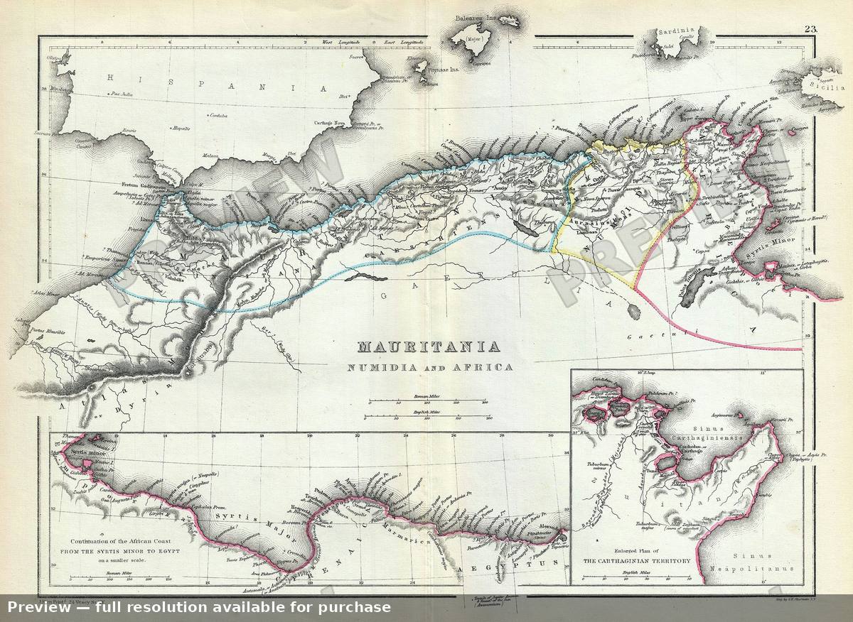 Antique map: Barbary, 1867, 1867