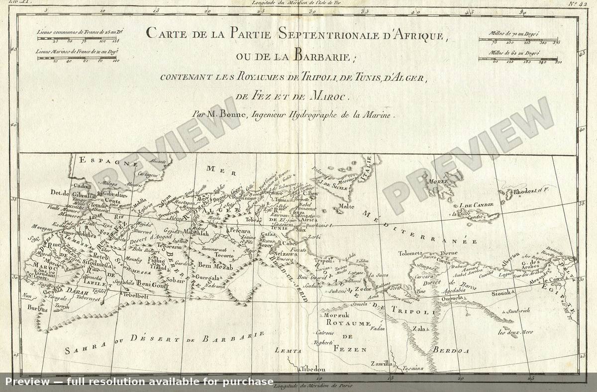 Antique map: Barbary Coast, 1780