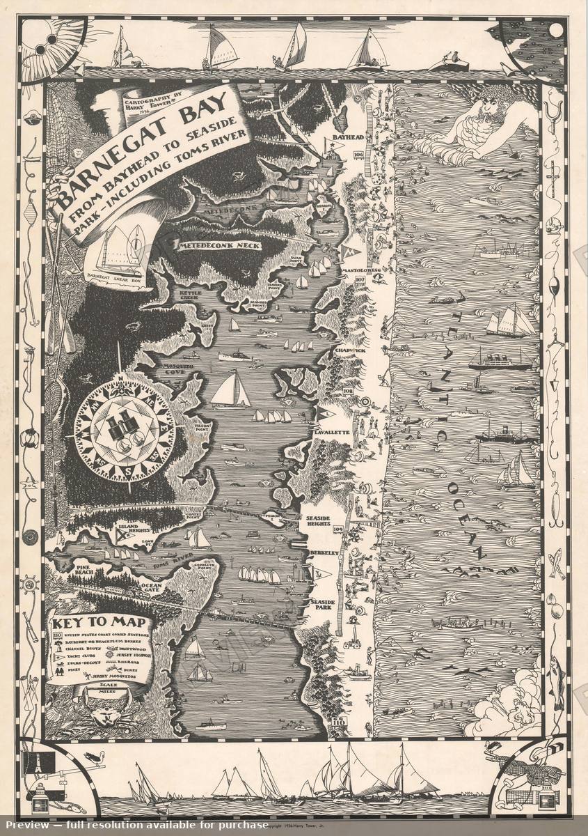 Antique map: Barnegat Bay, 1936, 1936
