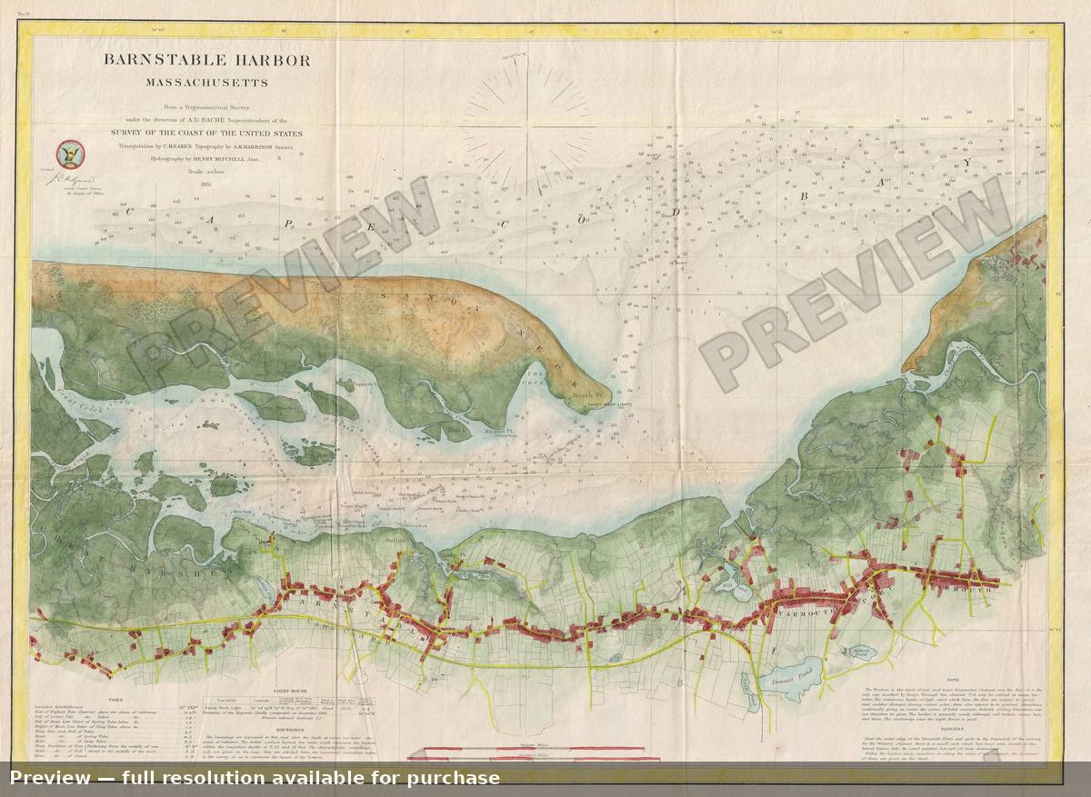 Antique map: Barnstable Harbor, 1861
