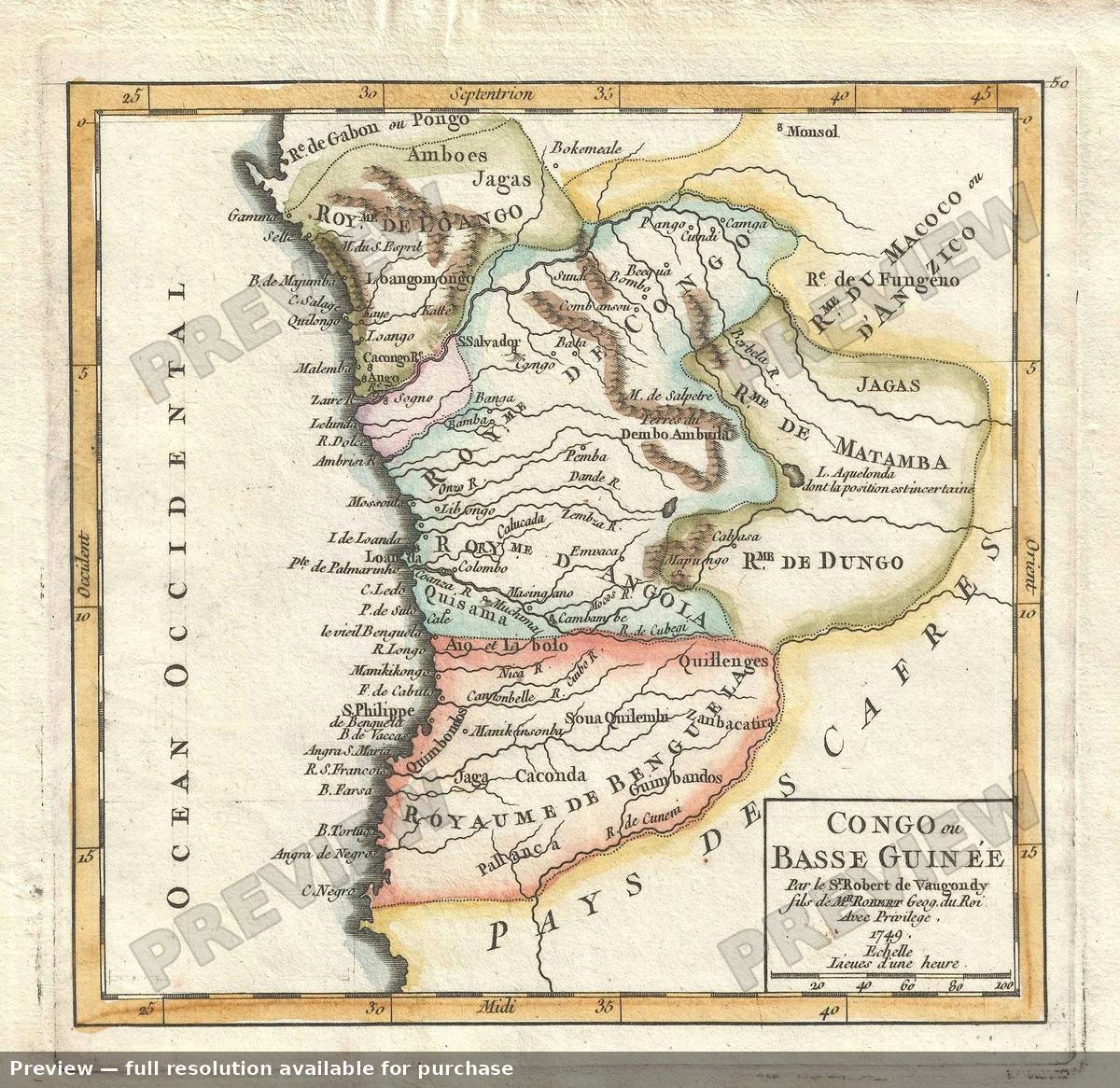 Antique map: Basse Guinee, 1749