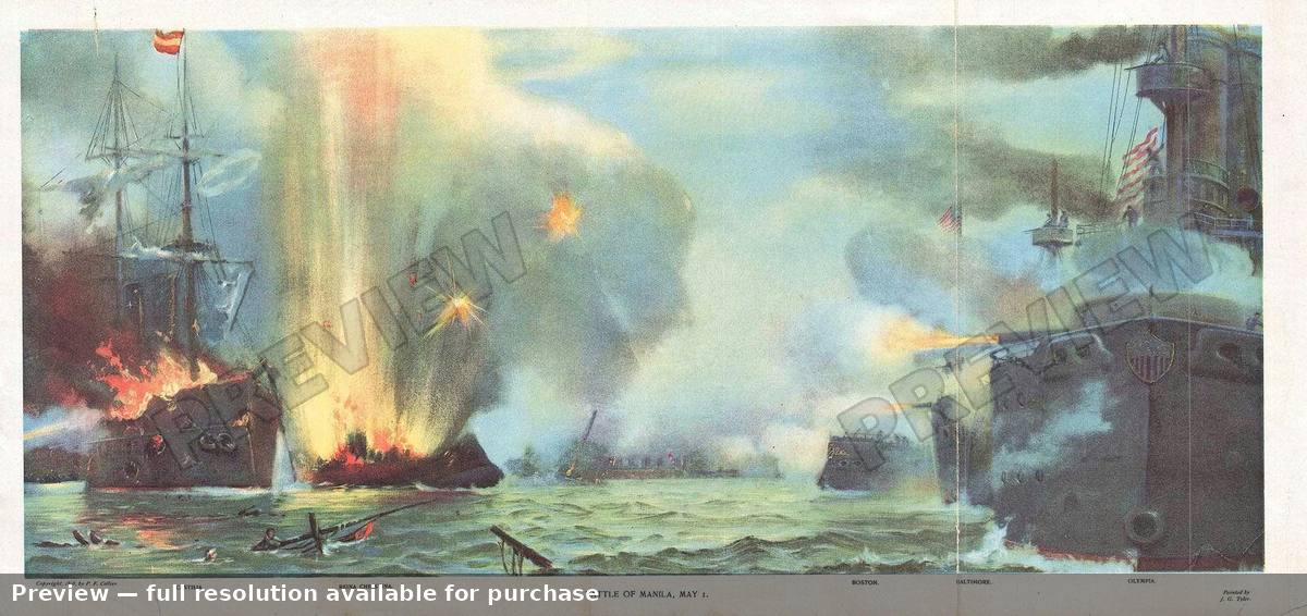 Antique map: Battle Manila, 1898, 1898