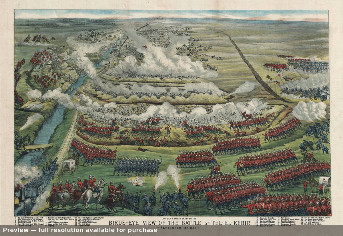 Antique map: Battle Tel El Kebir, 1890