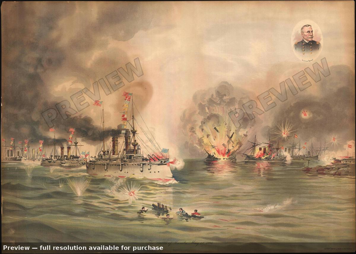 Antique map: Battleof Manila, 1898, 1898