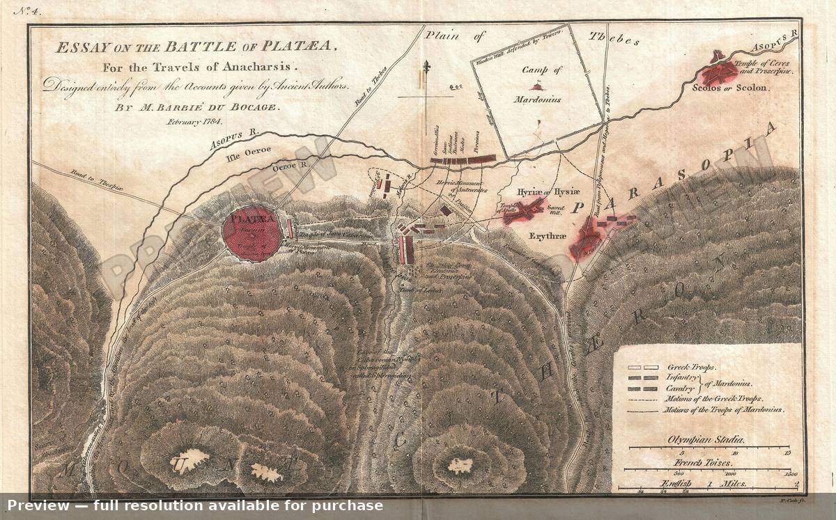 Antique map: Battleof Plataea, 1784