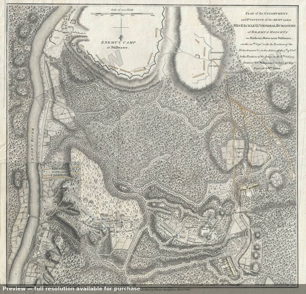 Antique map: Battleof Saratoga, 1780, 1780