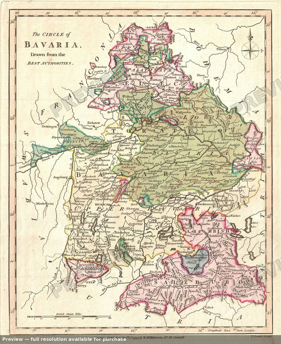 Antique map: Bavaria, 1794, 1794