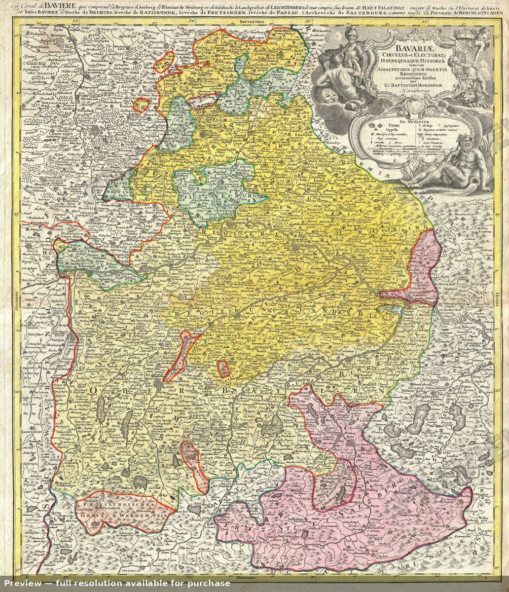 Antique map: Bavariae, 1728