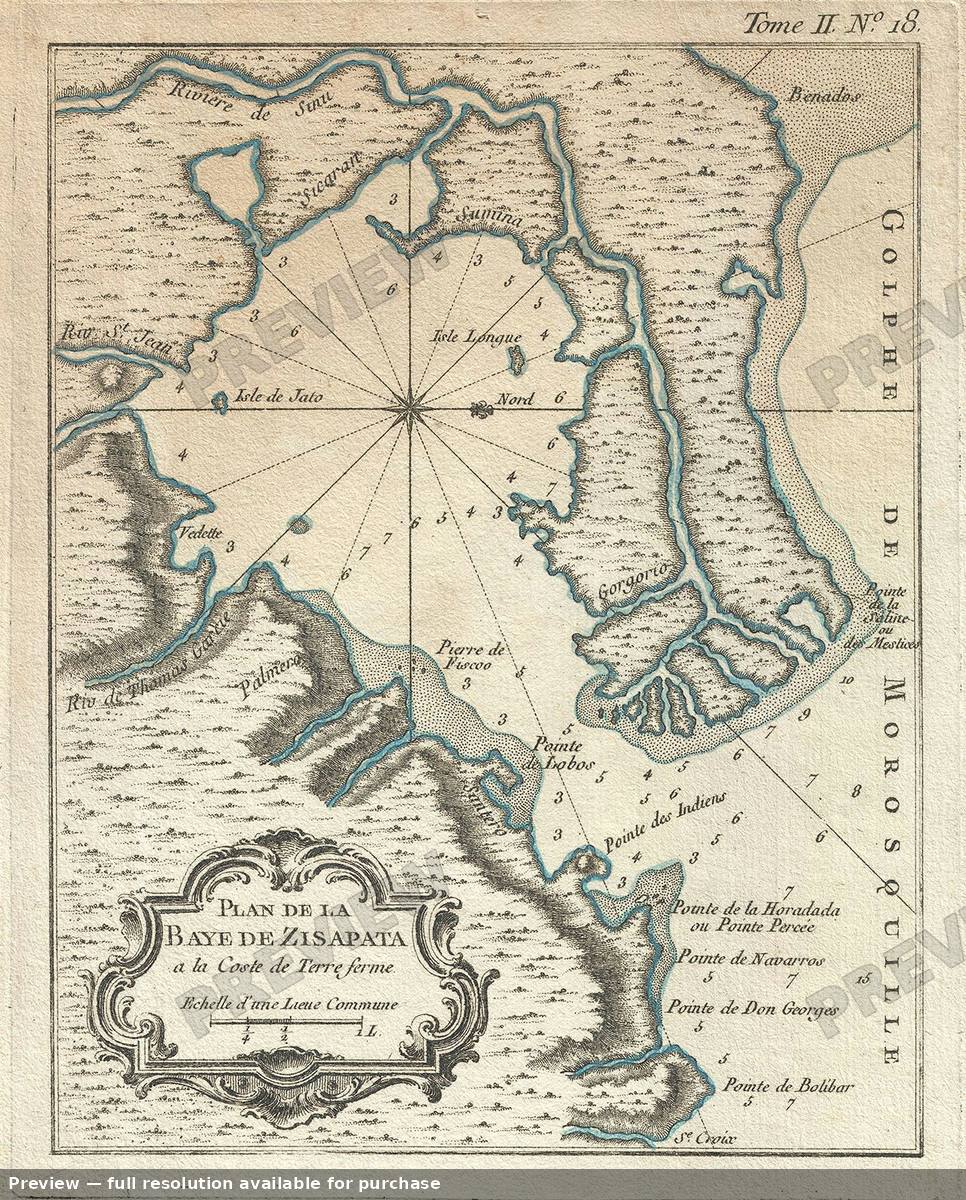 Antique map: Baye De Zisapata, 1764, 1764