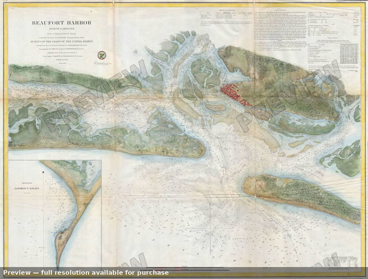 Antique map: Beaufort Harbor, 1857