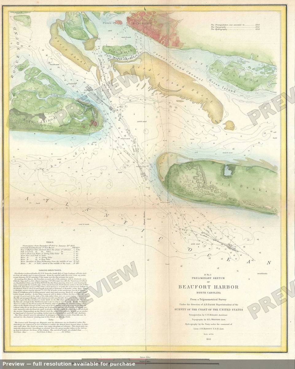 Antique map: Beaufort Harbor 2, 1851