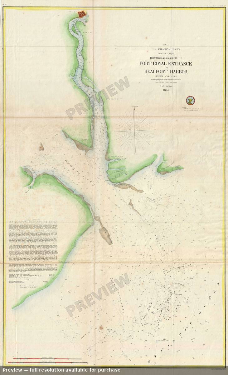 Antique map: Beaufort Port Royal, 1855