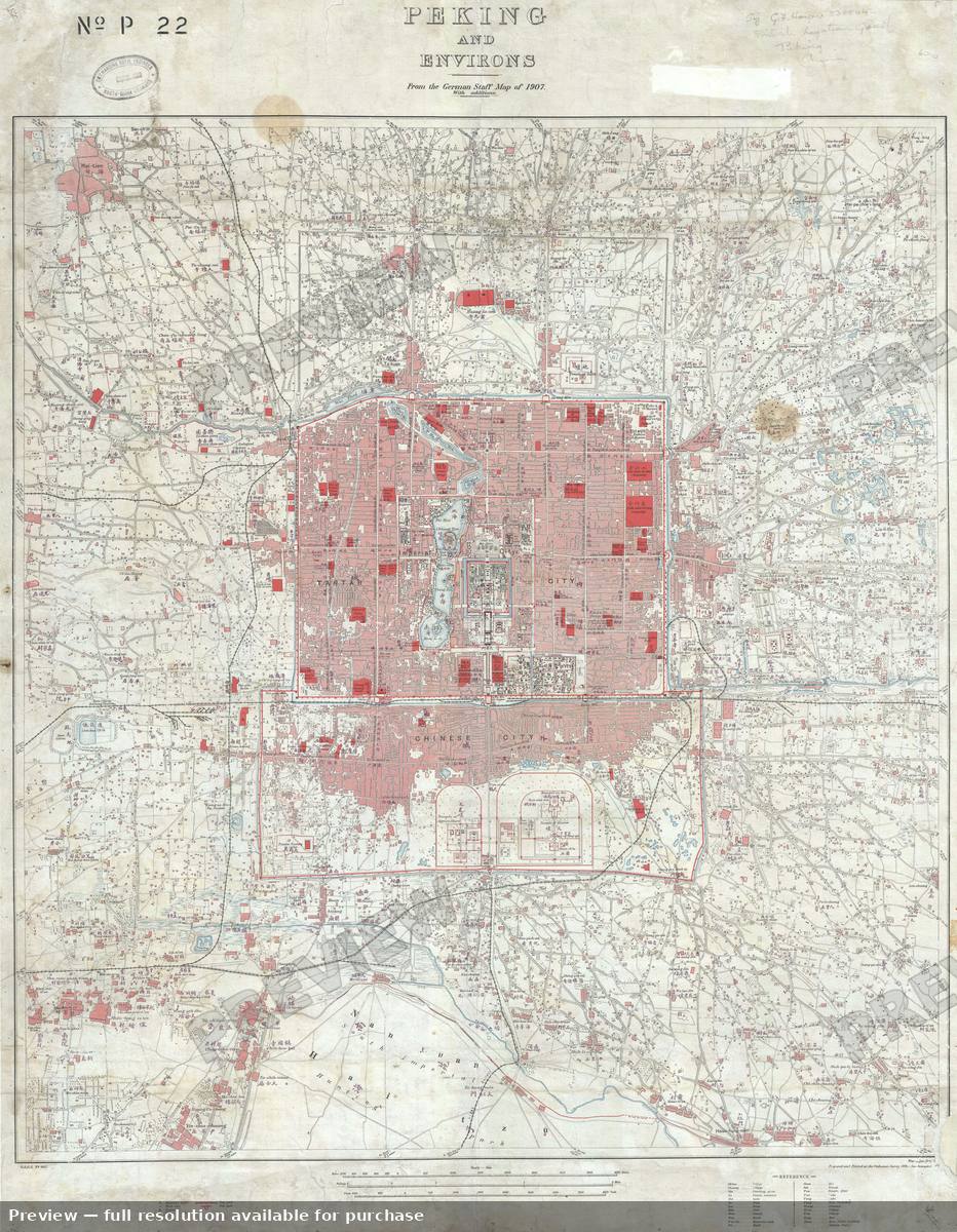 Antique map: Beijing, 1909