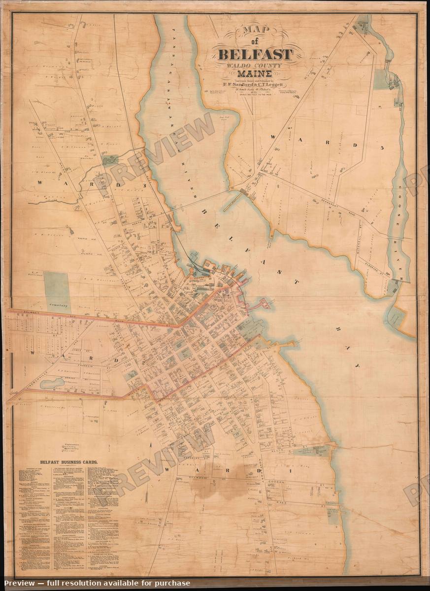 Antique map: Belfast Maine, 1875, 1875