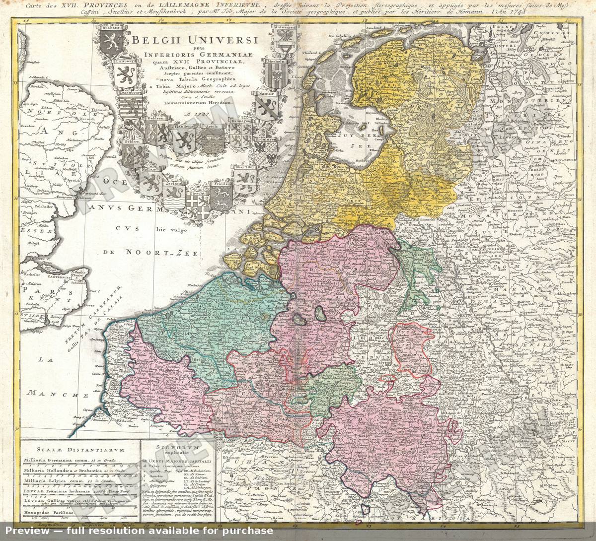 Antique map: Belgii Universi, 1747