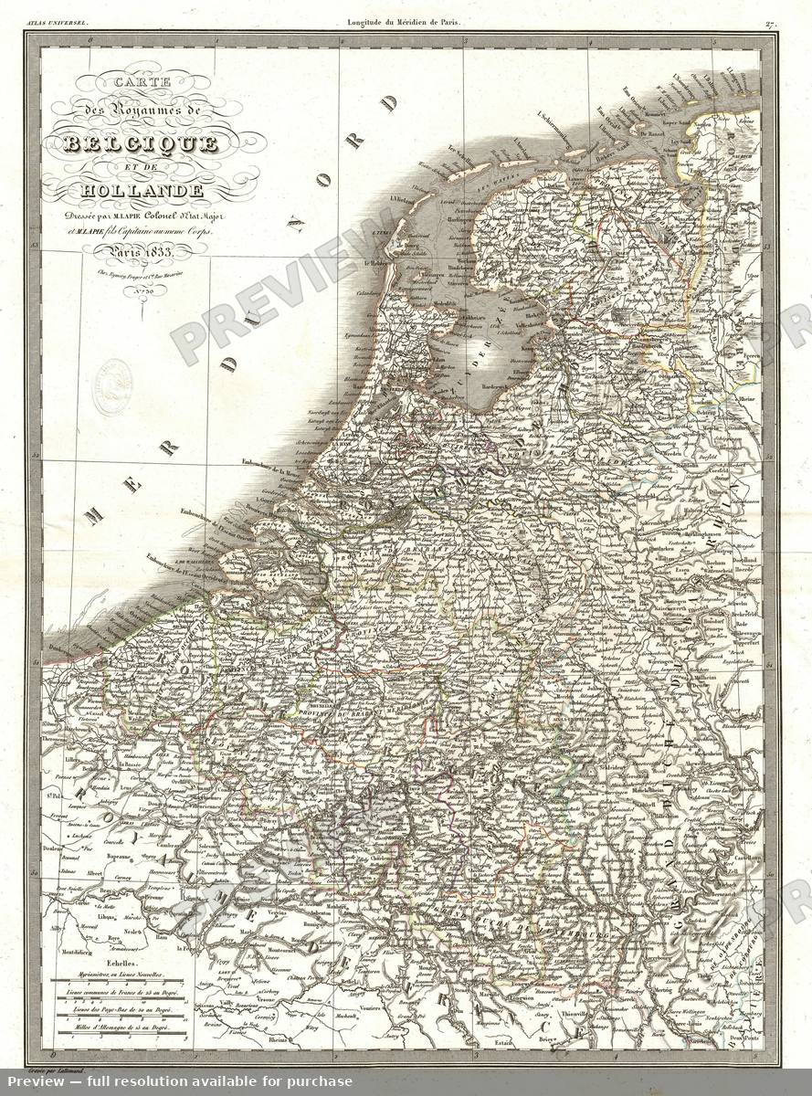 Antique map: Belgique Hollande, 1829, 1829