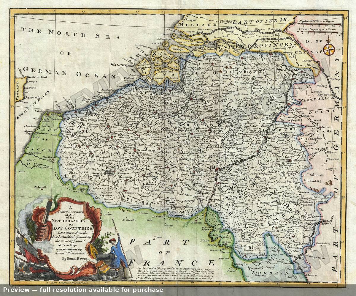 Antique map: Belgium, 1747