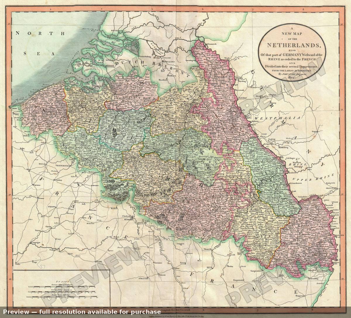 Antique map: Belgium, 1804