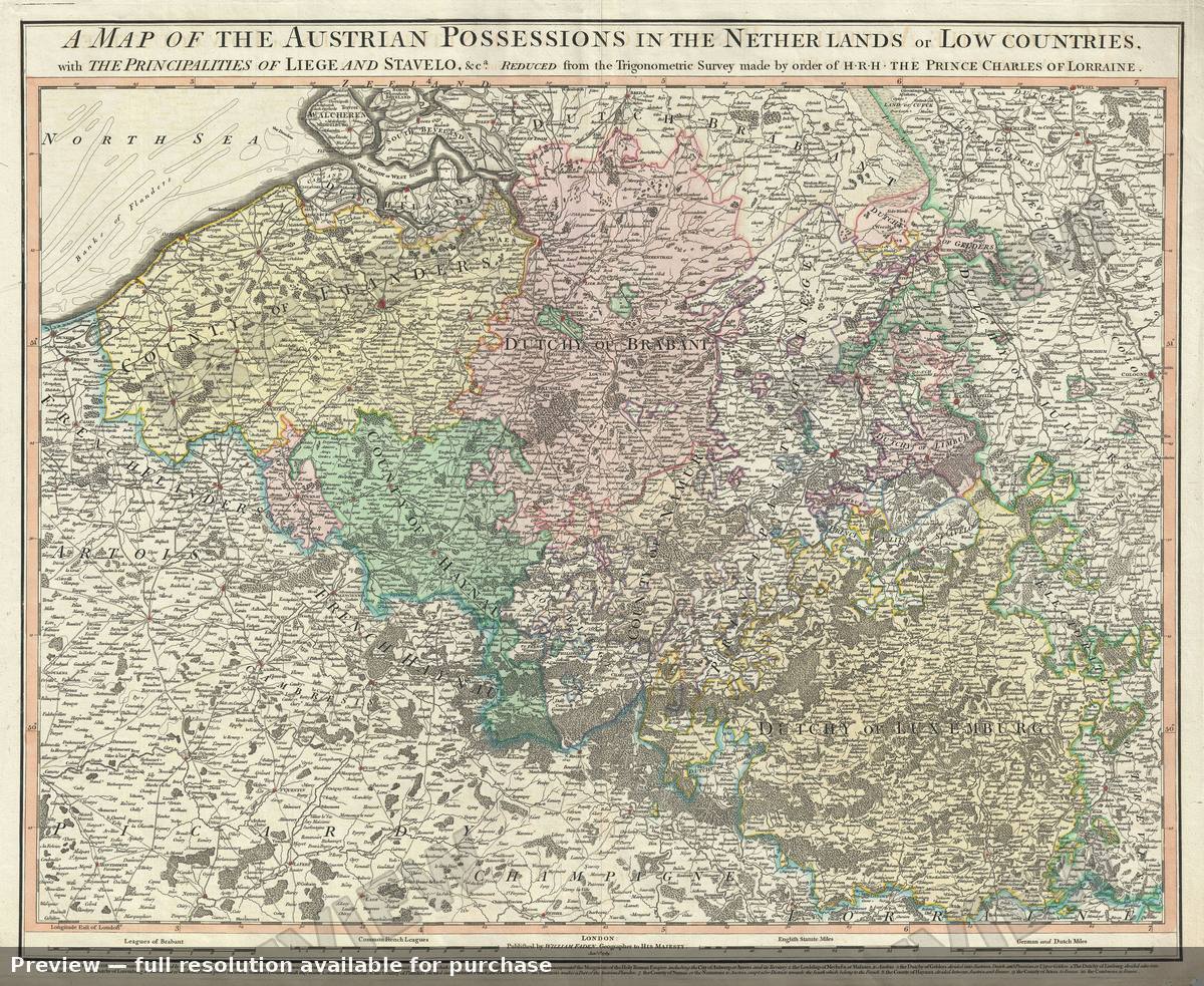 Antique map: Belgium, 1789