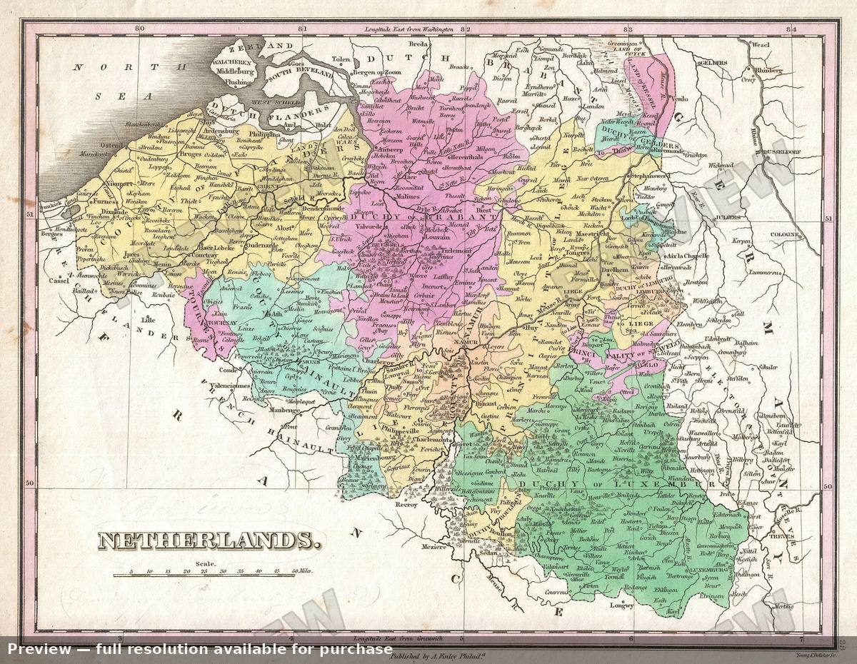 Antique map: Belgium, 1827