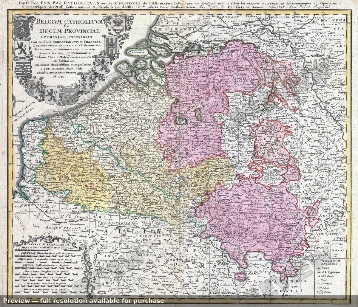 Antique map: Belgium Catholicum, 1747