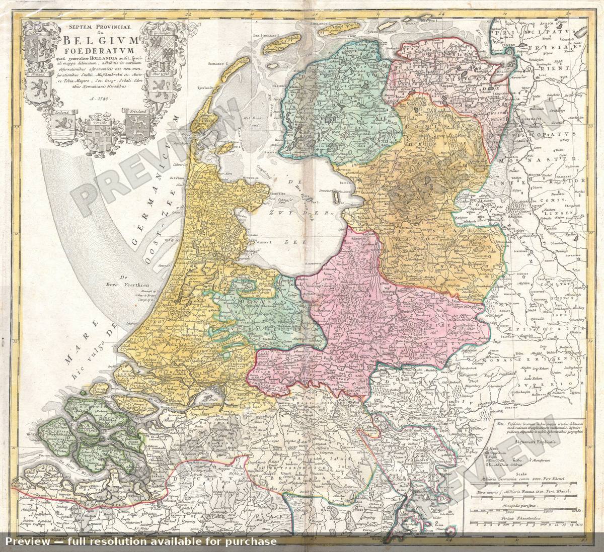 Antique map: Belgium Foederatum, 1748