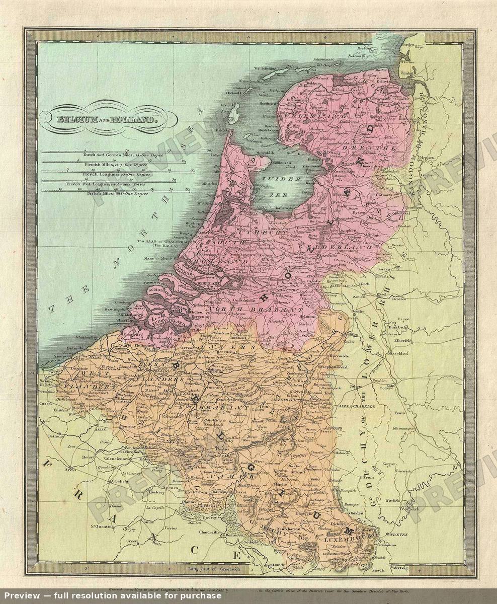 Antique map: Belgium Holland, 1835