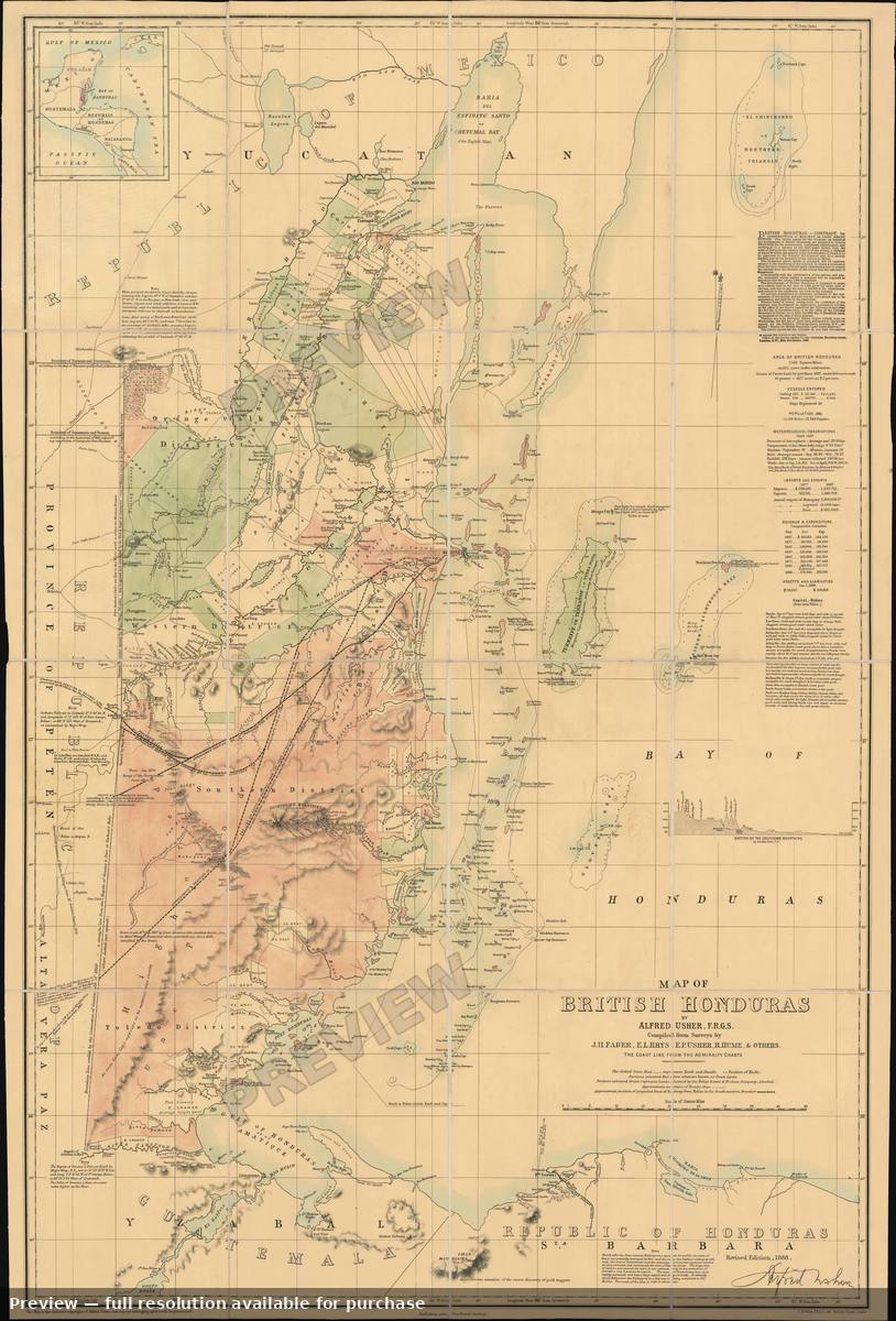 Antique map: Belize British Honduras, 1888, 1888