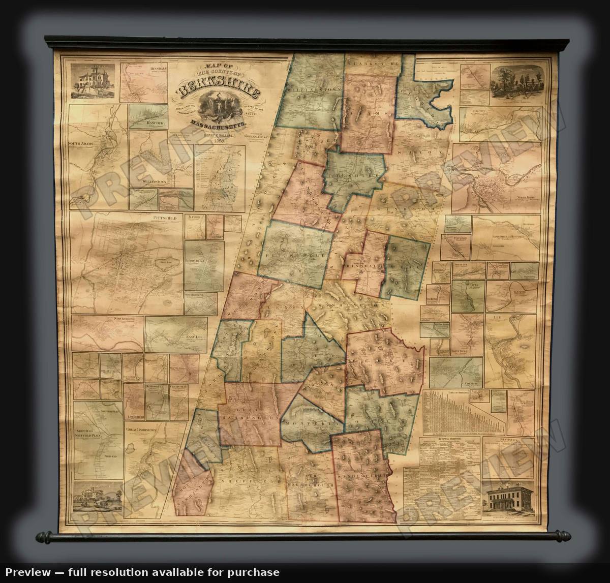 Antique map: Berkshire County MA, 1858