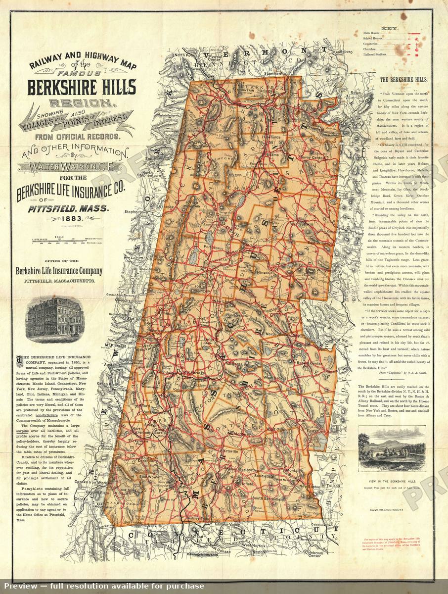 Antique map: Berkshires, 1896