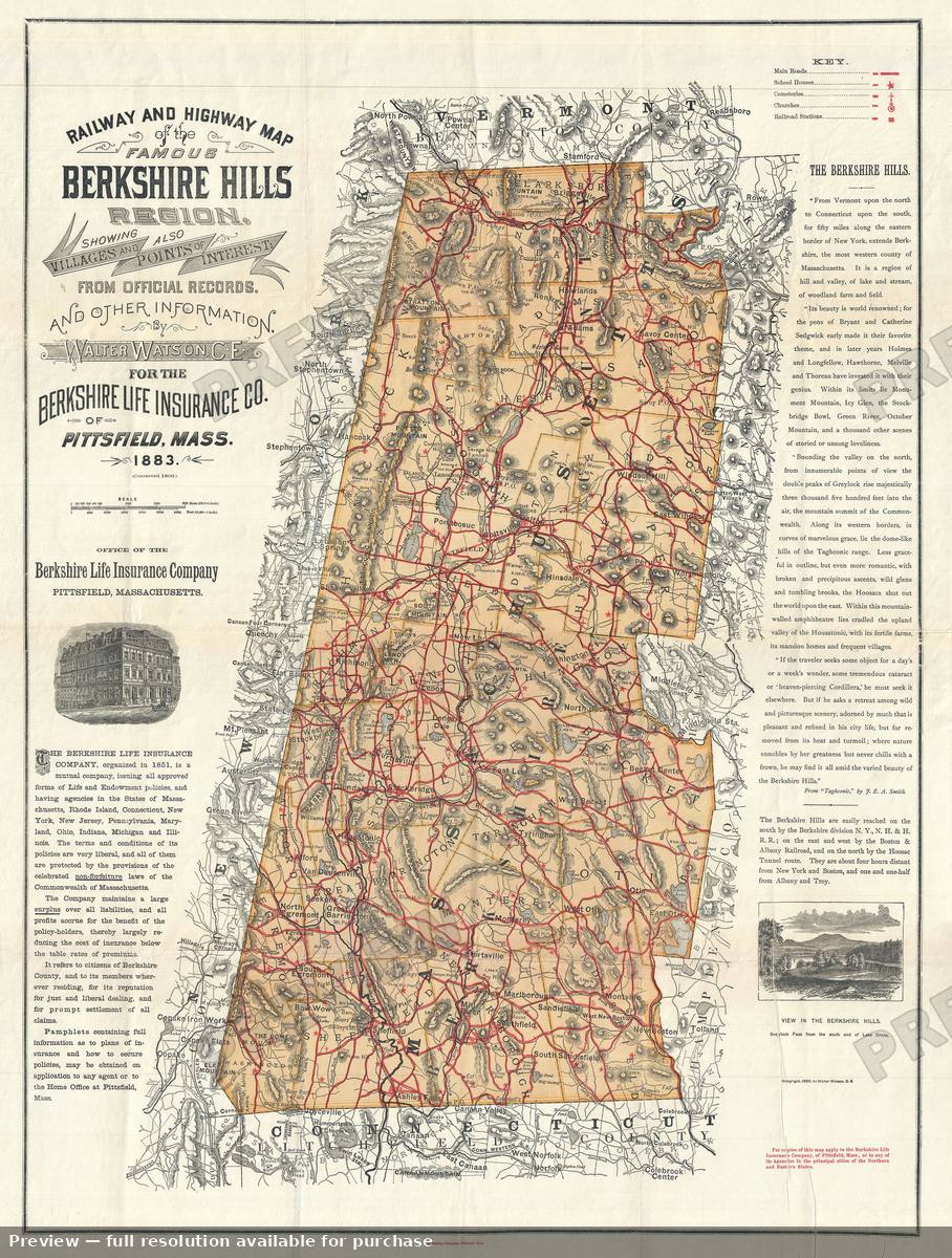 Antique map: Berkshires 2, 1896