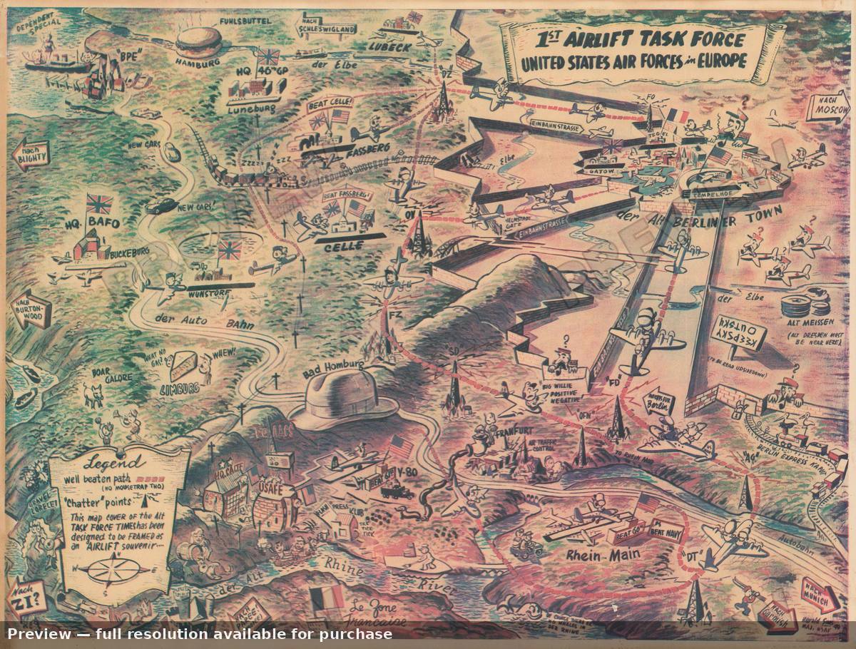 Antique map: Berlin Airlift, 1949, 1949
