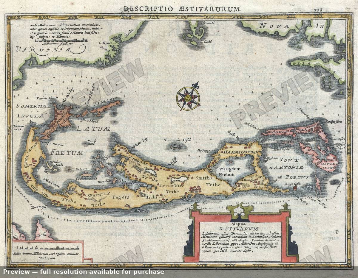 Antique map: Bermuda, 1630, 1630