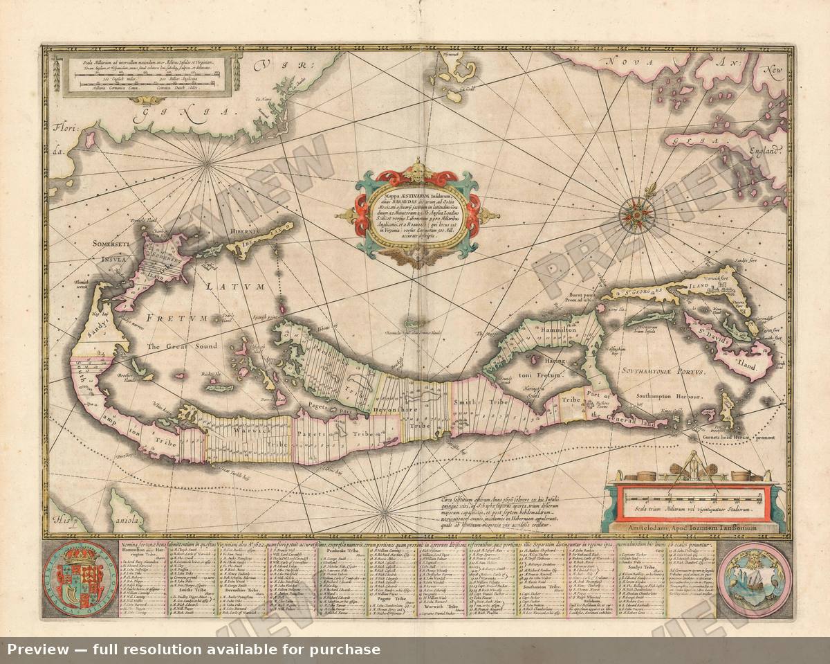 Antique map: Bermuda, 1654, 1654