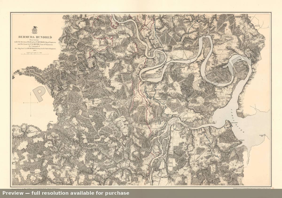 Antique map: Bermuda Hundred, 1867, 1867