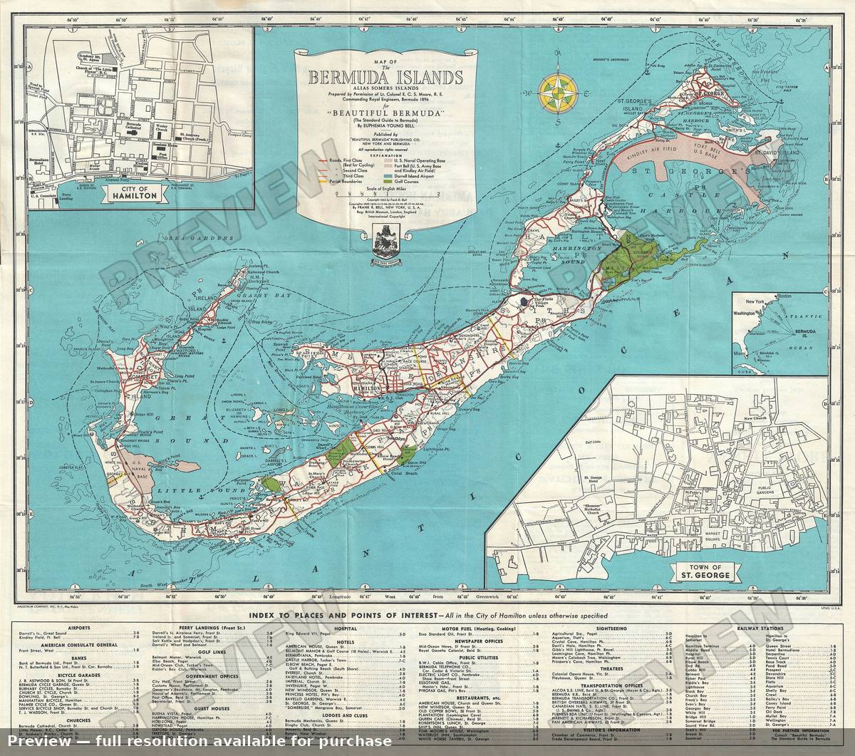 Antique map: Bermuda Islands, 1945