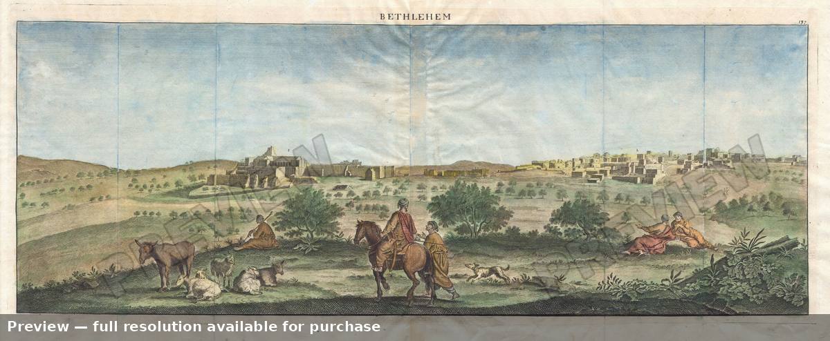 Antique map: Bethlehem, 1698