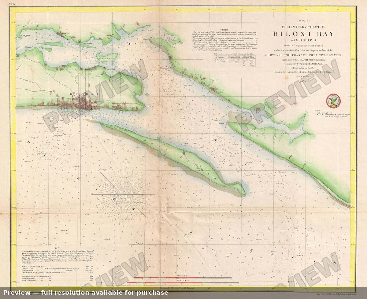 Antique map: Biloxi Bay, 1855