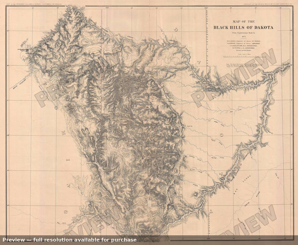 Antique map: Black Hills, 1879