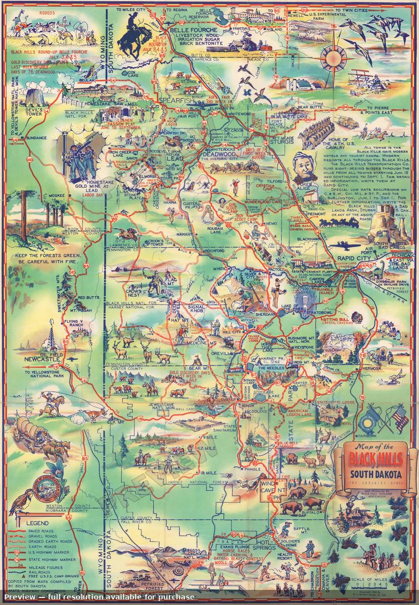Antique map: Black Hills, 1940, 1940