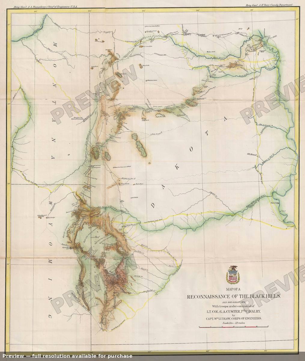 Antique map: Black Hills Reco, 1874, 1874
