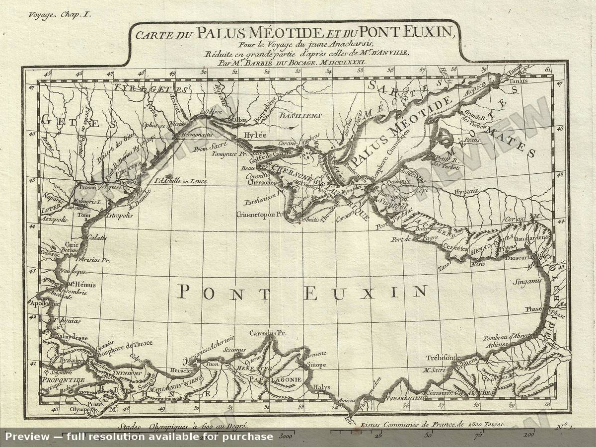 Antique map: Black Sea, 1791