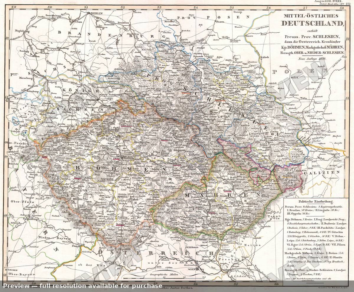 Antique map: Boheme, 1850, 1850