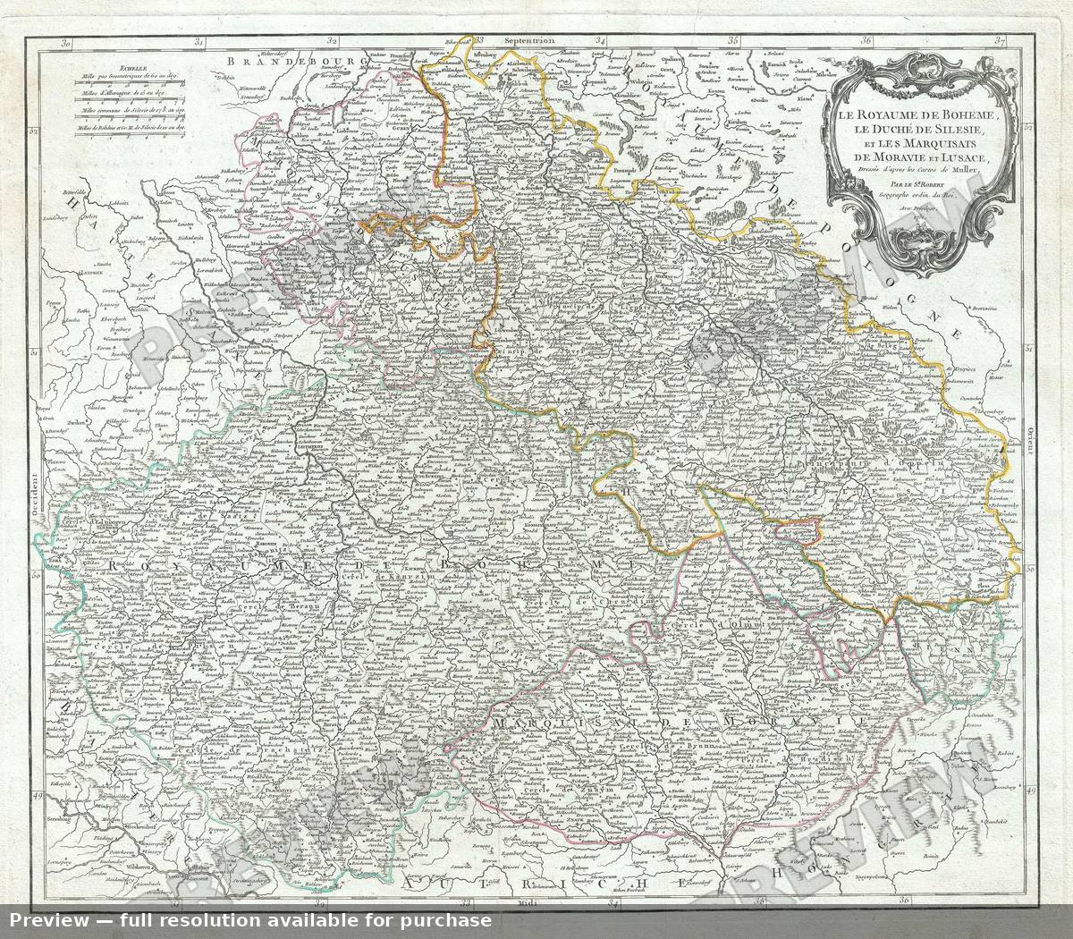 Antique map: Boheme Silesie, 1757, 1757