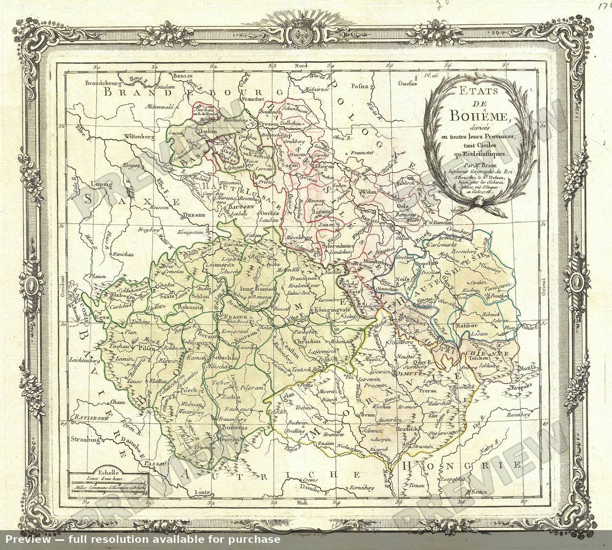 Antique map: Bohemia, 1766