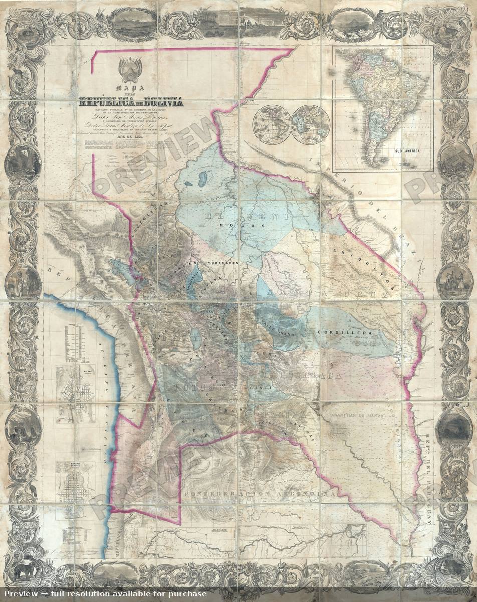 Antique map: Bolivia, 1859