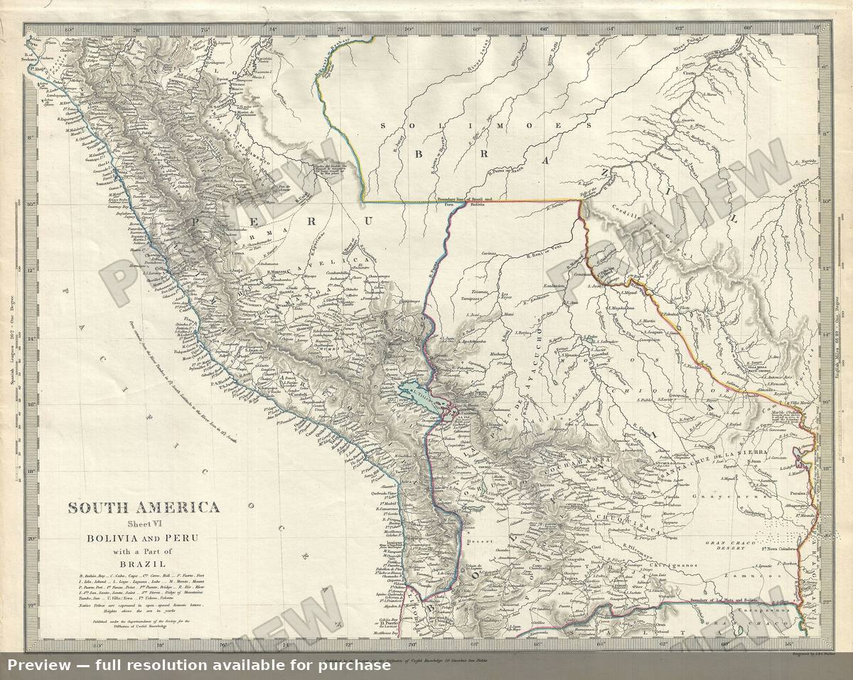 Antique map: Bolivia Peru, 1844, 1844