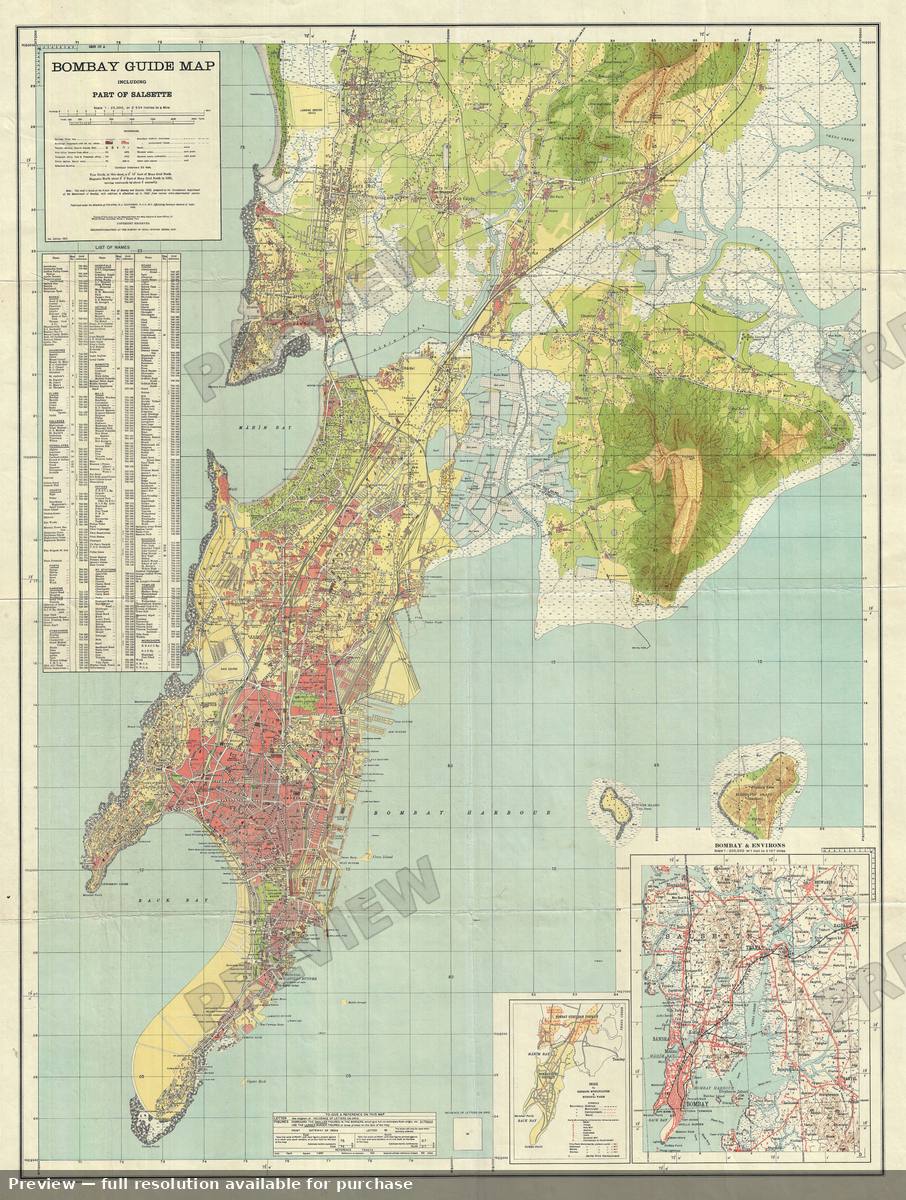 Antique map: Bombay, 1933