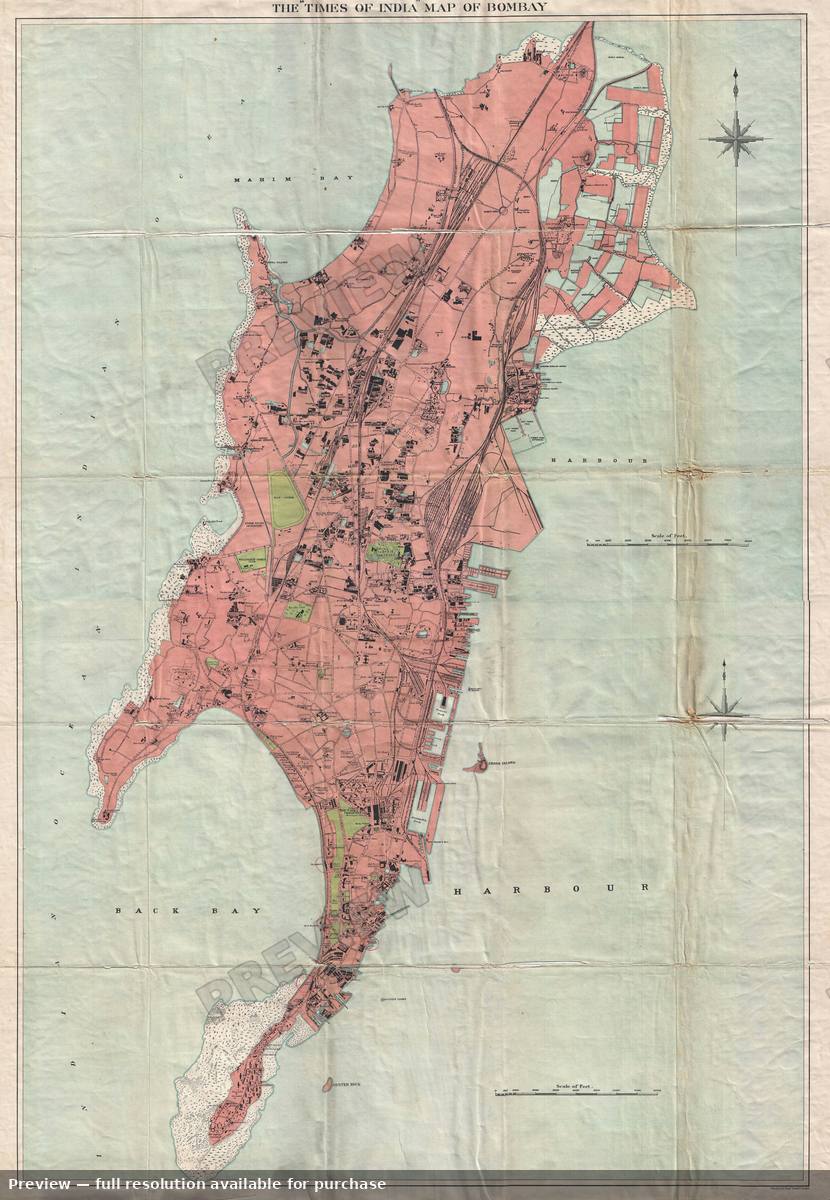 Antique map: Bombay, 1895