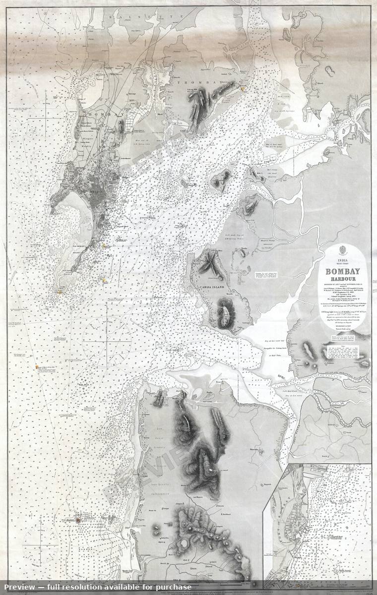 Antique map: Bombay Harbor, 1879, 1879
